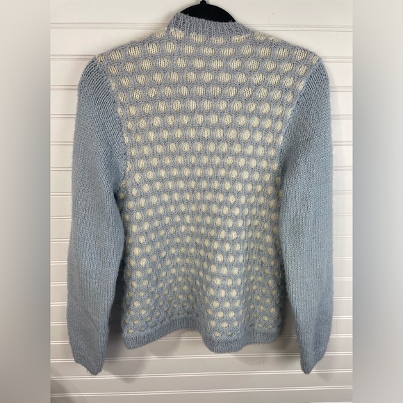 Unbranded Handmade Blue & Cream Knitted Long Sleeve Cardigan Small Women’s EUC - Picture 8 of 9
